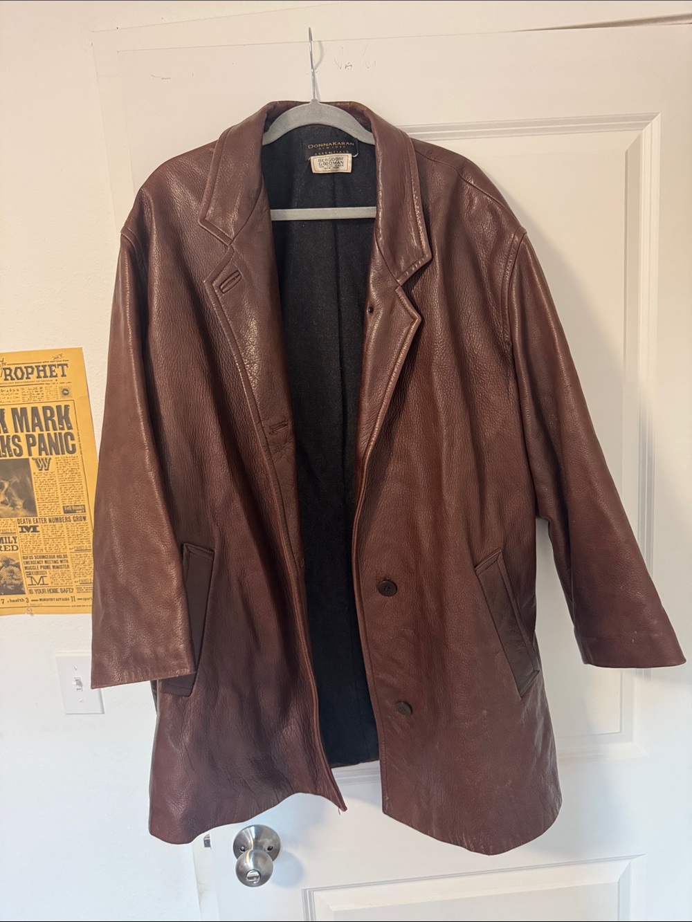 Donna Karan Brown Leather Trench Coat
